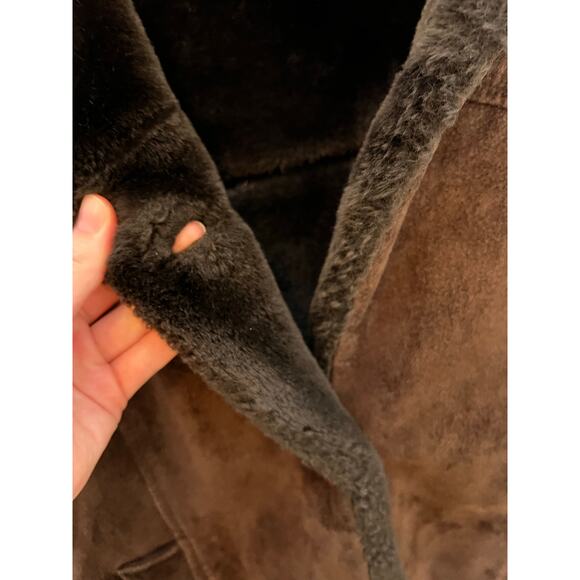 Vintage Guess Women's L Brown Suede Leather Faux Fur Lined Jacket Coat Y2K - Picture 14 of 16